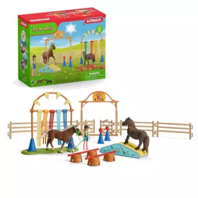 Ensemble Équestre Schleich avec 41 Accessoires - Coffret d'Agilité pour Cheval et Dresseur