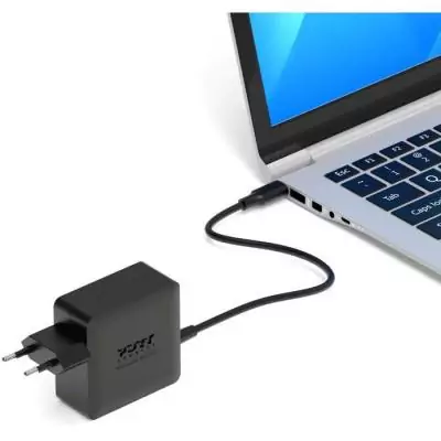 Alimentation secteur PC portable - PORT DESIGNS - GaN2 - 65W - 1,5 m - USB-C - Noir
