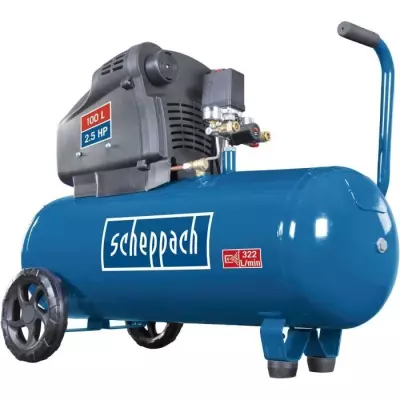Compresseur d'air horizontal double cylindres Scheppach HC105DC - 100L