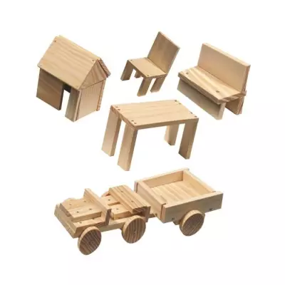 Atelier de Menuiserie: Kit Bois 57 pièces - BRICOLAGE