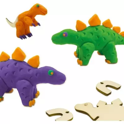 Pâte à modeler dinosaures en bois - Orange et violet - Pour enfant dès 3 ans