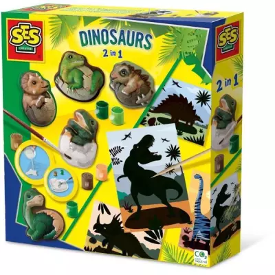 Kit Dinosaures 2 en 1 - Mouler, peindre et scratcher