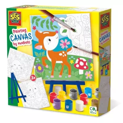 Peinture au numéro sur toile - Kit 3 animaux de la forêt - SES CREATIVE