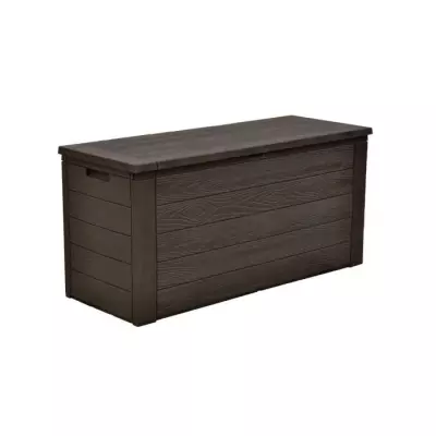 TOOD Malle de Rangement en Résine 300L - Marron Aspect Bois