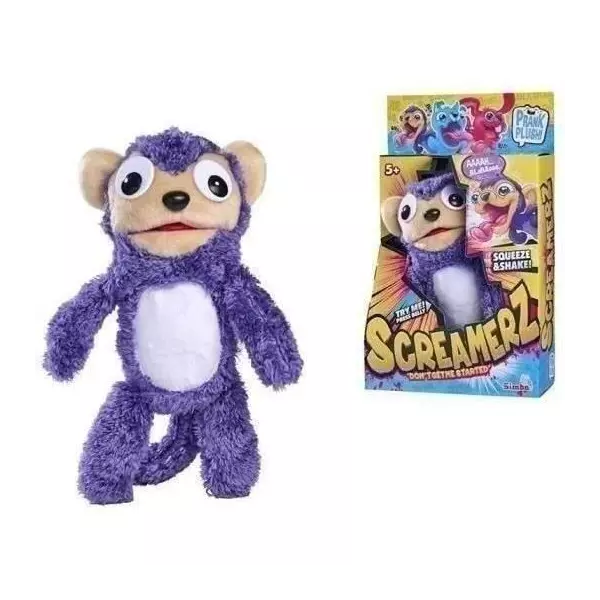 Smoby - Screamerz - Peluche intéractive amusante - Singe - 28 cm - Bruits en la secouant ou appuyant sur le bouton