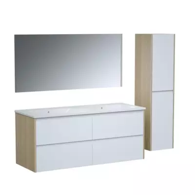 Ensemble salle de bain 120, vanité+vasque+miroir & colonne