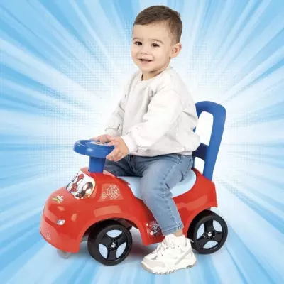 Smoby Porteur Auto 2 en 1 Spidey - Coffre sous la selle - Fabriqué en France