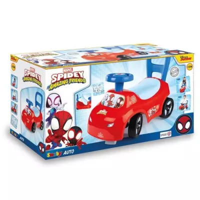 Smoby Porteur Auto 2 en 1 Spidey - Coffre sous la selle - Fabriqué en France