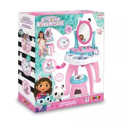 Coiffeuse enfant 2 en 1 avec tabouret et accessoires