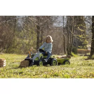 Tracteur à pédales Farmer Max + Remorque + Pelle - SMOBY - Vert - Enfant 3+