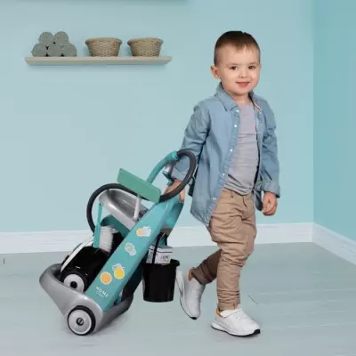 Smoby Chariot de ménage + aspirateur électronique - 9 Accessoires