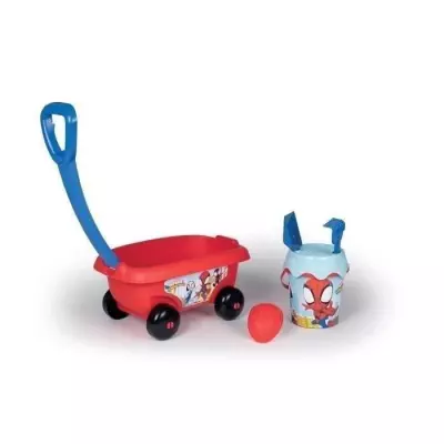 Chariot de plage Smoby Spidey - Fabriqué en France - Pour enfants dès 18 mois - Bleu