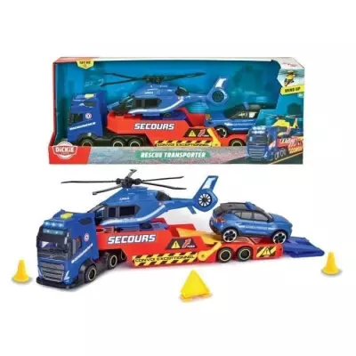 Camion Porteur 40cm + Hélicoptère + Véhicule de Gendarmerie - Dickie / Dimensions: 9x43x18 cm
