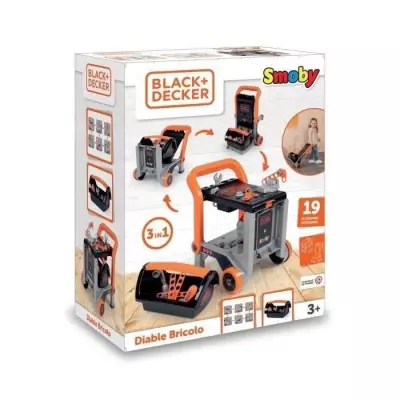 Établi Smoby Black+Decker 3-en-1 - 19 Accessoires - Fabriqué en France