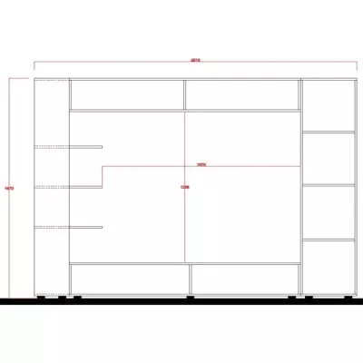 Composition murale TV SIENNA - Design laqué blanc et béton - L295 x P30 x H187 cm