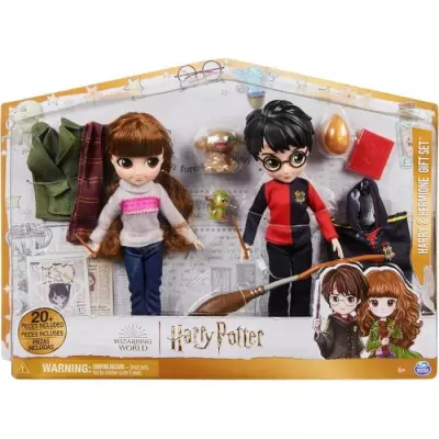 Coffret Deluxe Poupée Harry Potter et Hermione 20cm - Wizarding World - 4 tenues et 12 accessoires