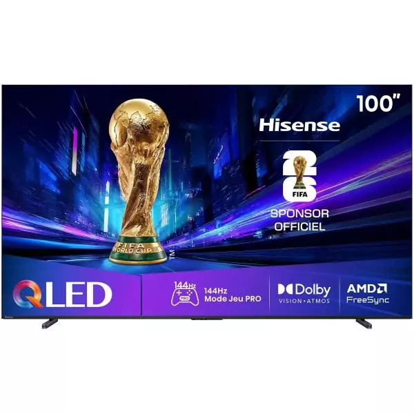 Hisense 100E7Q Pro - TV QLED 100 (253 cm) - 4K UHD 3840x2160 - 144 Hz - Dolby Vision - TV connecté - 4xHDMI 2.1 - WiFi