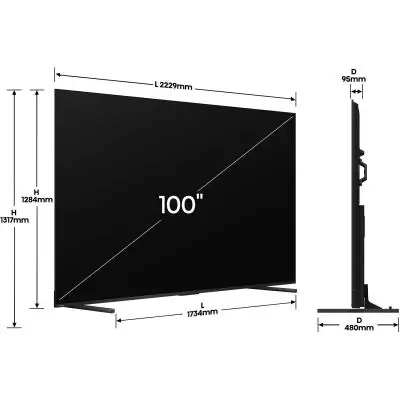 Hisense 100E7Q Pro - TV QLED 100 (253 cm) - 4K UHD 3840x2160 - 144 Hz - Dolby Vision - TV connecté - 4xHDMI 2.1 - WiFi