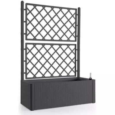 Bac à fleurs rectangulaire Natural Deluxe avec treillis - Anthra 90L