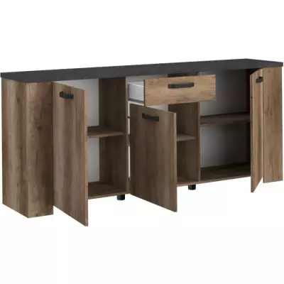 Buffet STEIN Chene et steam black - Design élégant - PARISOT