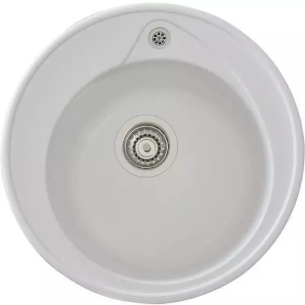STRADOUR Evier a encastrer RONDA, en SMC BLANC UNI - 17, 1 bac, dim. Ø 49 cm, vidage manuel