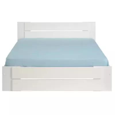 Lit adulte contemporain blanc et blanc brillant - 140 x 190 cm - Fabriqué en France