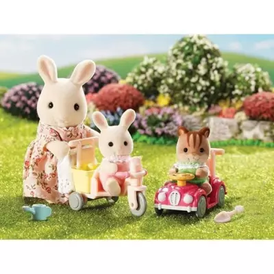 Ensemble SYLVANIAN FAMILIES - Tricycle & Mini Voiture Bébés - Jaune