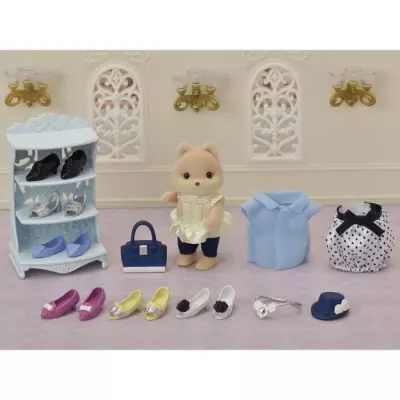 Figurine miniatures SYLVANIAN FAMILIES - Valisette de Mode et Grande Soeur Chien caramel