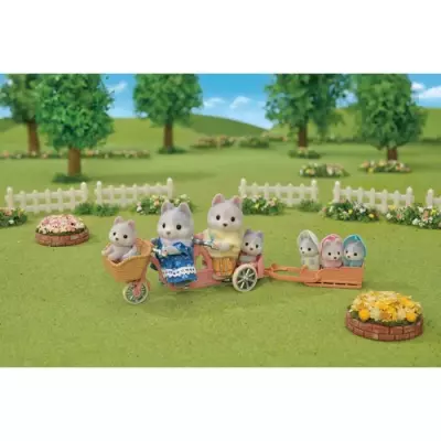 Figurine miniature : Famille husky - Dimensions compactes
