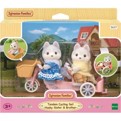 Figurines miniatures SYLVANIAN FAMILIES - Les frères et sœurs husky et leur tandem