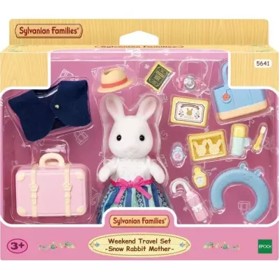Figurine miniature Maman Lapin neige avec valise de weekend - SYLVANIAN FAMILIES