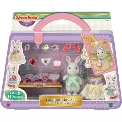 Figurine miniature - SYLVANIAN FAMILIES - La valisette de mode et grande soeur Lapin neige