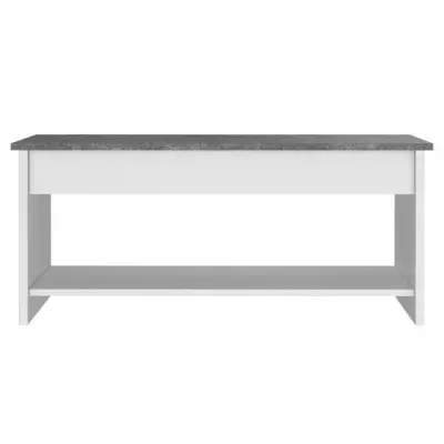 Table basse relevable blanc et gris béton - L100cm x P50 x H44cm