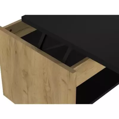 Table basse relevable en chêne et noir - Déco écolo - L100xP50xH44 cm
