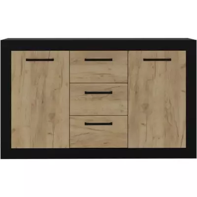 Buffet STONE INDUS 2P + 3T - Chene rustique/noir - Style industriel