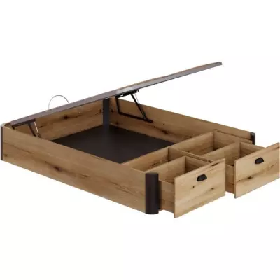 Lit coffre adulte - 140x190 cm - 2 tiroirs - Fabriqué en Espagne
