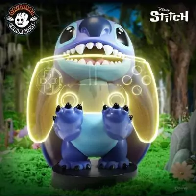 Figurine Disney Stitch Sourire - EXQUISITE GAMING - Cable Guys - Support écouteurs, smartphone ou petit accessoire - 20 cm