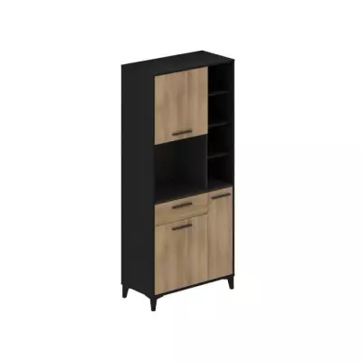 Buffet de cuisine ECO 3 portes - Mélamine chêne et noir