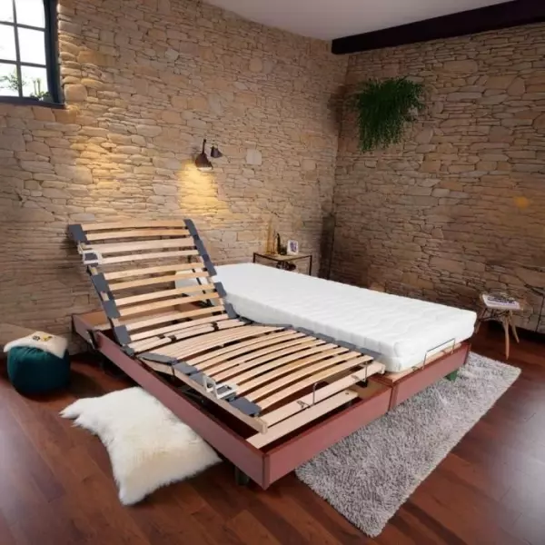 Ensemble relaxation matelas + sommiers électriques 2x80x200 - Mousse - Ferme - TALCA Fabrication française