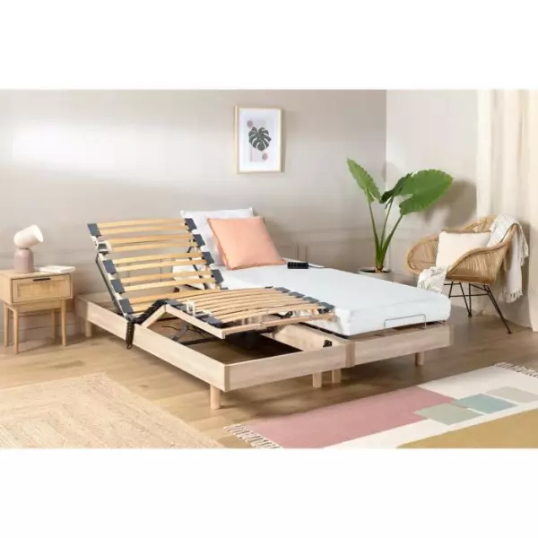 Ensemble relaxation matelas + sommiers électriques 2x80x200cm - Mousse - Ferme - TALCA Fabrication française