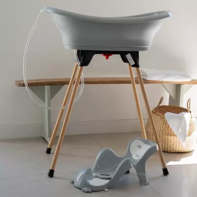 Baignoire THERMOBABY Vasco 5 en 1 Gris charme - Fabriqué en France