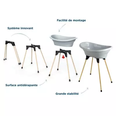 Baignoire THERMOBABY Vasco 5 en 1 Gris charme - Fabriqué en France