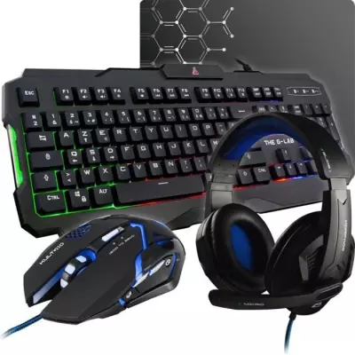 Pack Gamer 4 en 1 - Combo Argon - Clavier, Souris, Casque et Tapis