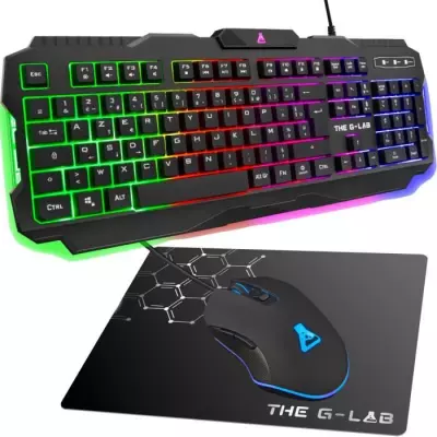 Pack Gamer 3 en 1 - The G-Lab - COMBO HELIUM - Ensemble Clavier Souris
