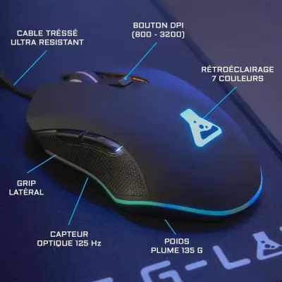 Pack Gamer 3 en 1 - The G-Lab - COMBO HELIUM - Ensemble Clavier Souris