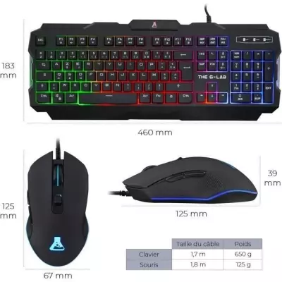 Pack Gamer 3 en 1 - The G-Lab - COMBO HELIUM - Ensemble Clavier Souris