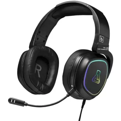 Casque Gamer Sans Fil The G-Lab KORP PROMENTHIUM - Microphone RGB - Noir
