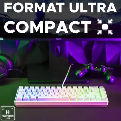 Clavier Gamer Compact - The G-Lab KEYZ HYDROGEN - Blanc