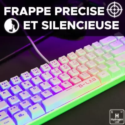 Clavier Gamer Compact - The G-Lab KEYZ HYDROGEN - Blanc