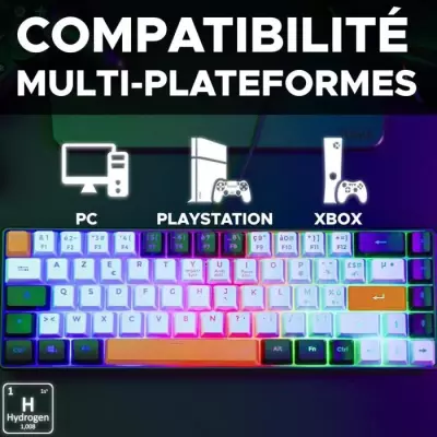 Clavier Gamer Compact Retroéclairé - The G-Lab KEYZ HYDROGEN